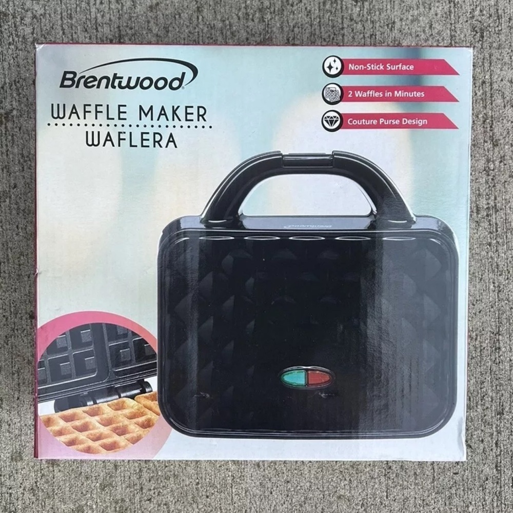 NEW Brentwood TS-239 Couture Purse Non-Stick Dual Waffle Maker Black